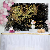 Aperturee - Gold Masquerade Glitter Silver Birthday Backdrop